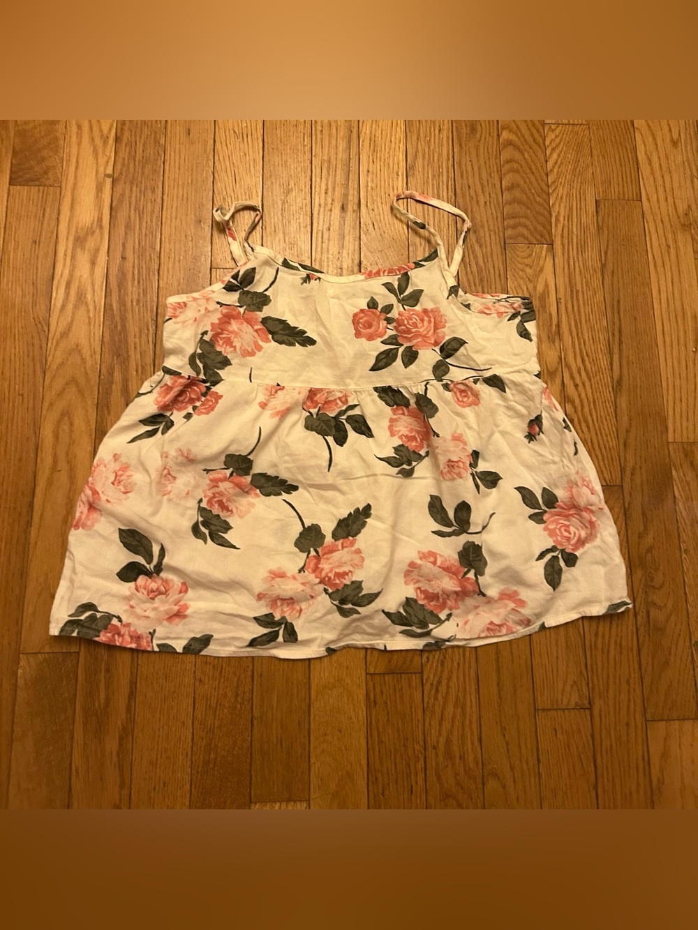 Kids Old Navy Girls Pink Rose Print Baby Doll Tie Back Top XXL (18)